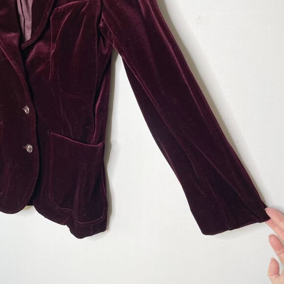 Dark Academia 2 Piece Blazer Vest Set Womens Size S Burgundy Velvet Vintage USA - Picture 6 of 16